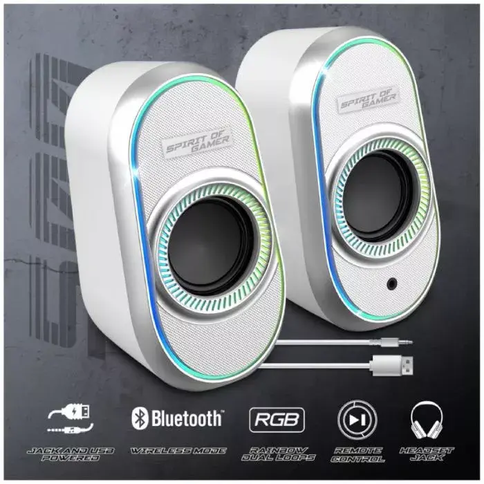 Haut-Parleurs Spirit of Gamer Fanatic 500 RGB 2.0 PC USB BLUETOOTH White