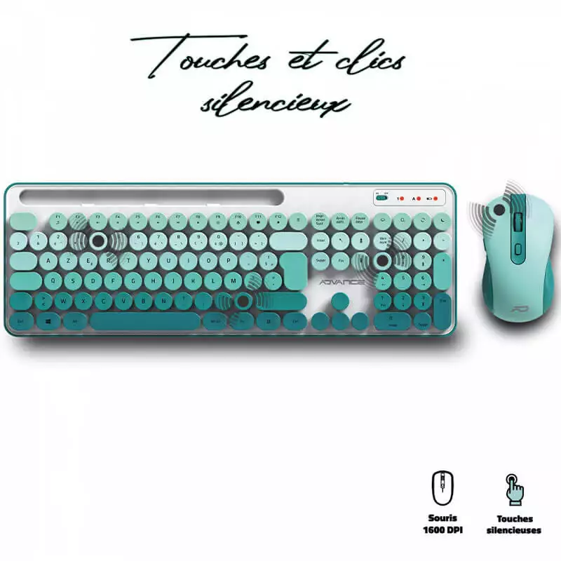 ADVANCE PEPS PACK CLAVIER SOURIS SANS FIL VERT 