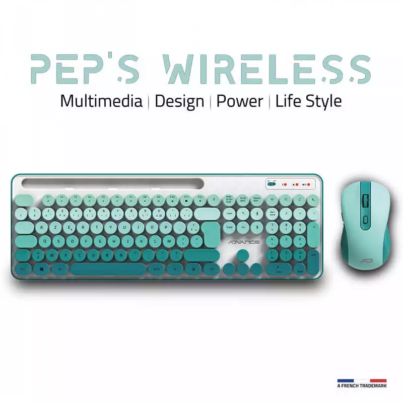 ADVANCE PEPS PACK CLAVIER SOURIS SANS FIL VERT 