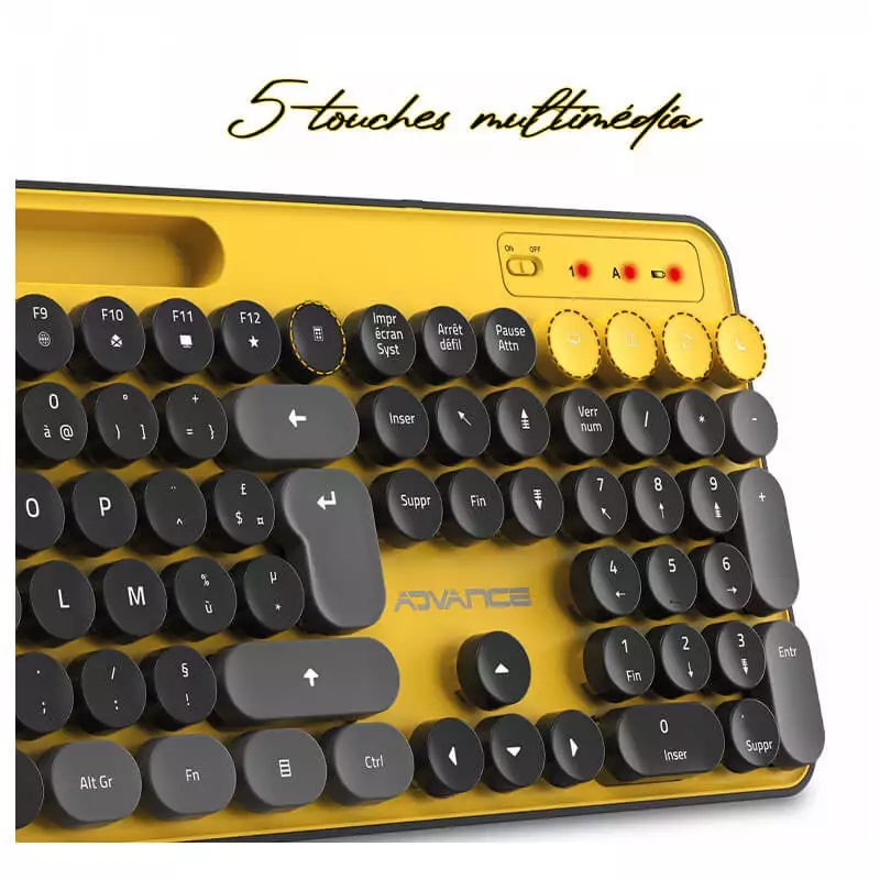 ADVANCE PEPS PACK CLAVIER SOURIS SANS FIL  JAUNE 