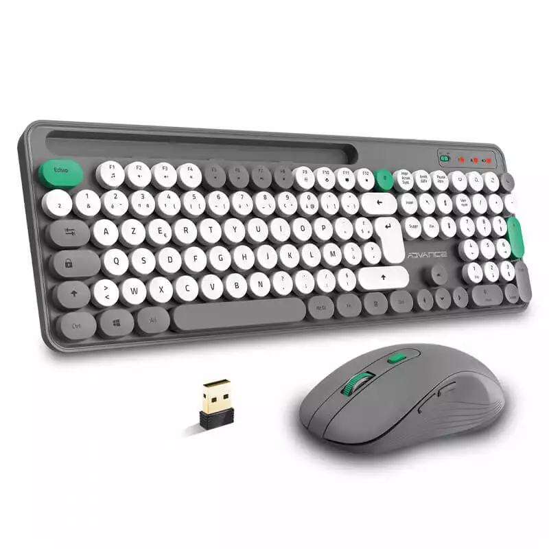 ADVANCE PEPS PACK CLAVIER SOURIS SANS FIL GRIS 