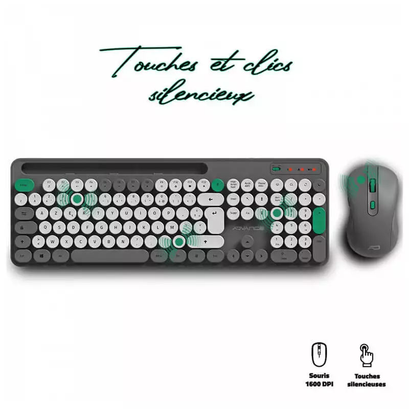 ADVANCE PEPS PACK CLAVIER SOURIS SANS FIL GRIS 