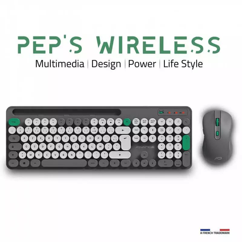 ADVANCE PEPS PACK CLAVIER SOURIS SANS FIL GRIS 