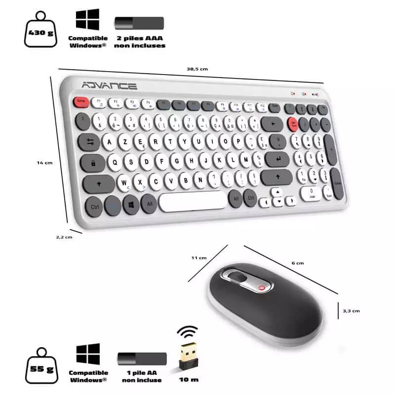 ADVANCE ERGOSTYLE PACK CLAVIER/SOURIS SANS FIL 