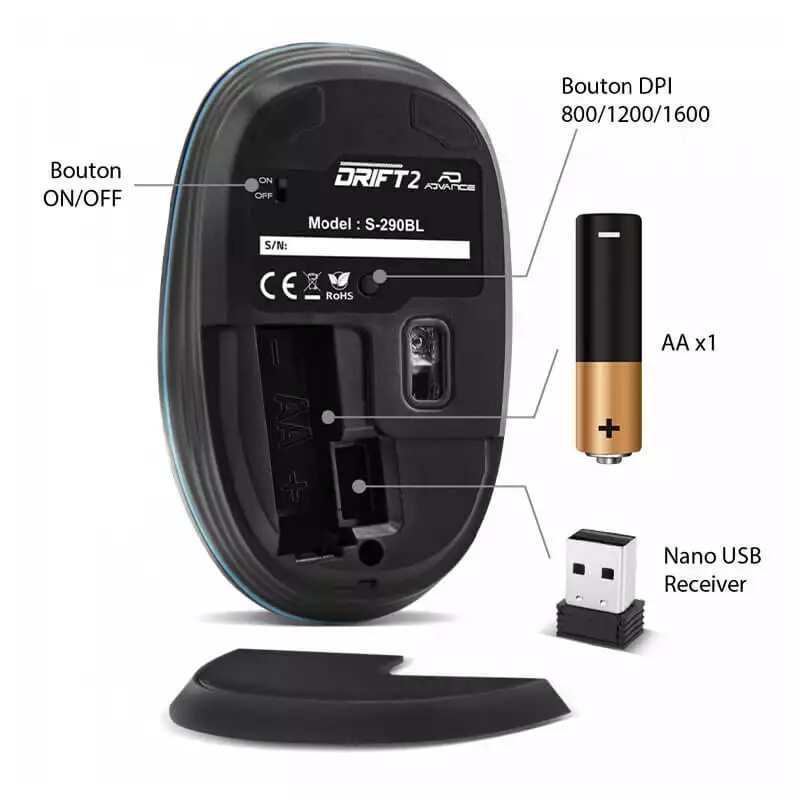 ADVANCE SOURIS DRIFT 2 BLUE SANS FIL 