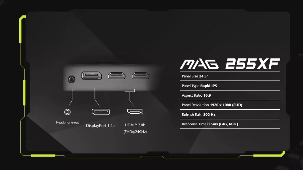 ÉCRAN GAMER MSI MAG 255XF 24,5" IPS FLAT 0,5MS | 300HZ 