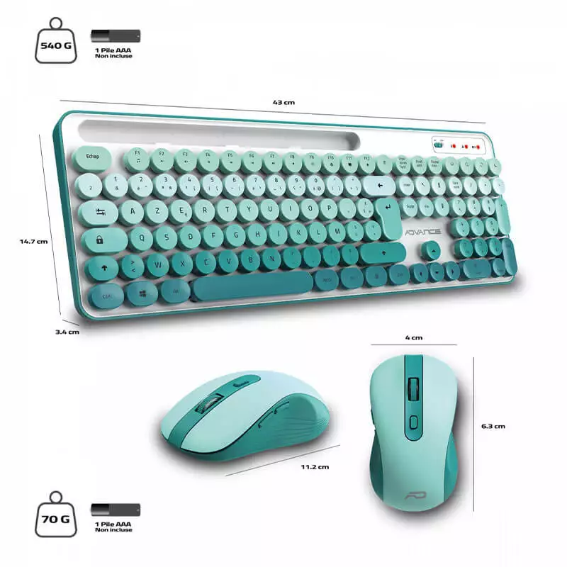 ADVANCE PEPS PACK CLAVIER SOURIS SANS FIL VERT 