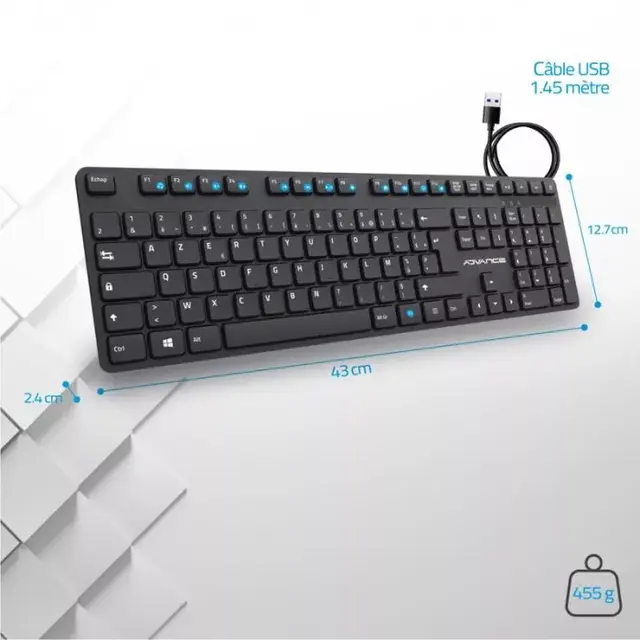 ADVANCE CLAVIER CLA-5100 SILENCIEUX FILAIRE USB 